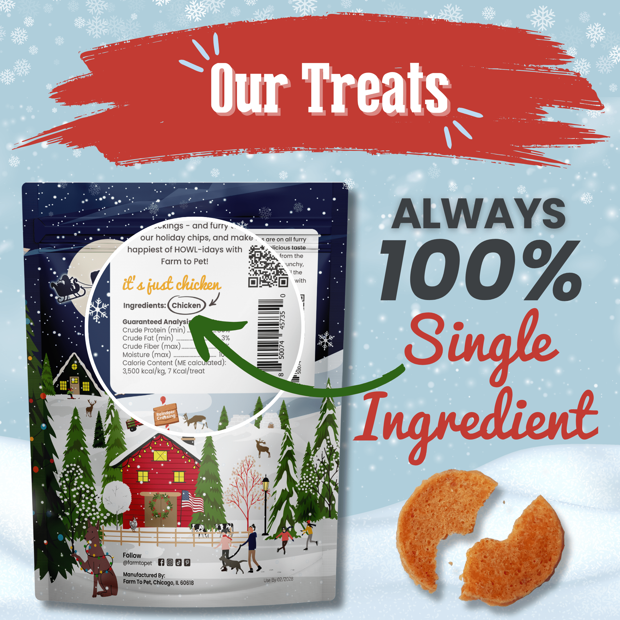 Holiday Chips Dog Treats - Chicken & Turkey 12oz