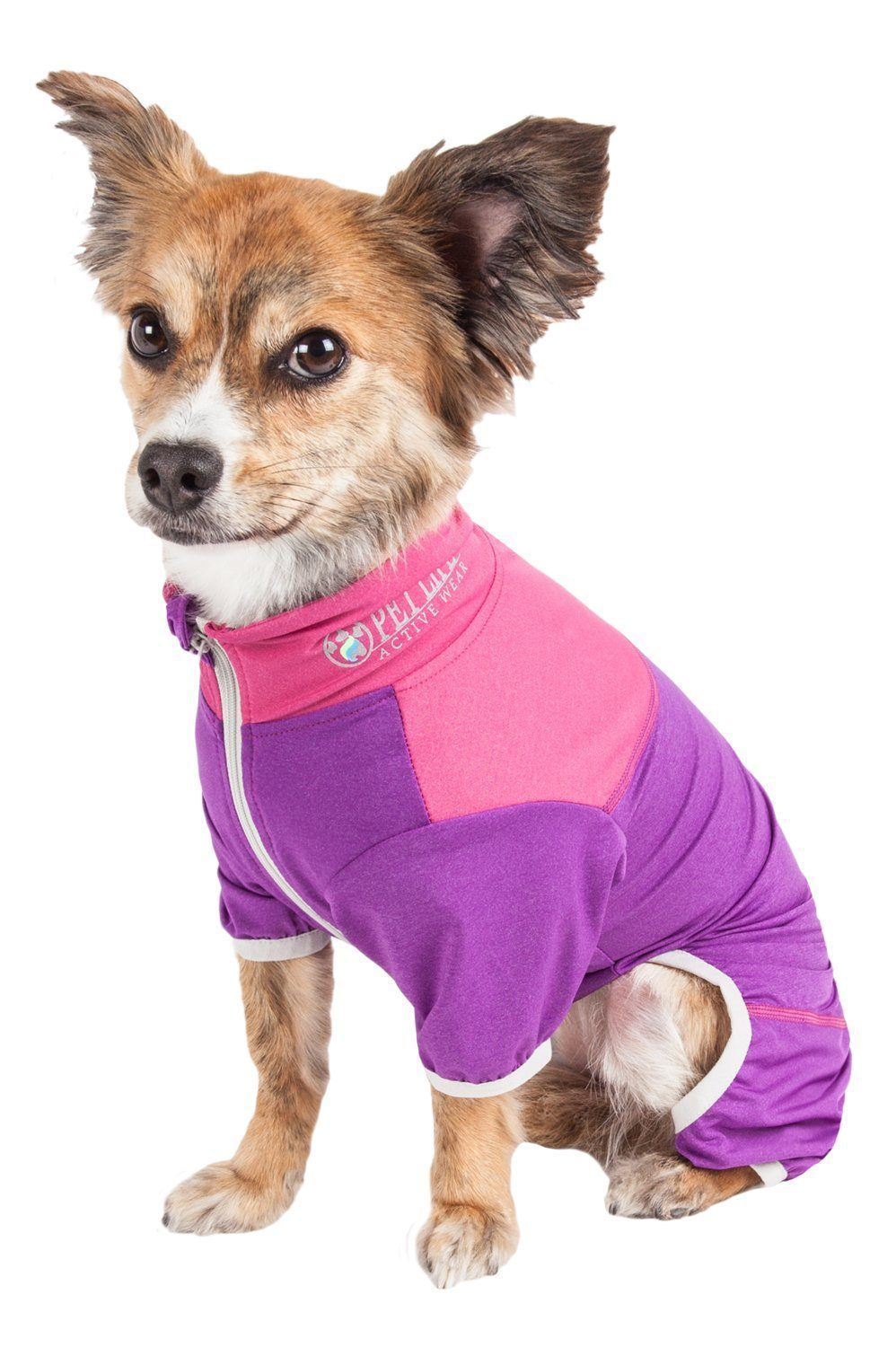 Pet Life ®  Active 'Embarker' 4-Way Stretch Fitness Yoga Full Body Dog Tracksuit