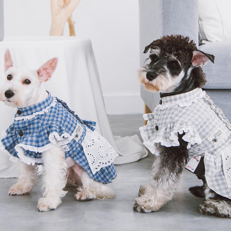 Touchdog 'I love Poochi' Classical Plaid Fashion Designer Dog Dress
